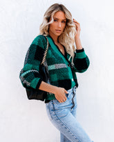 Flauschige Strickjacke „Taylor“ mit Karomuster